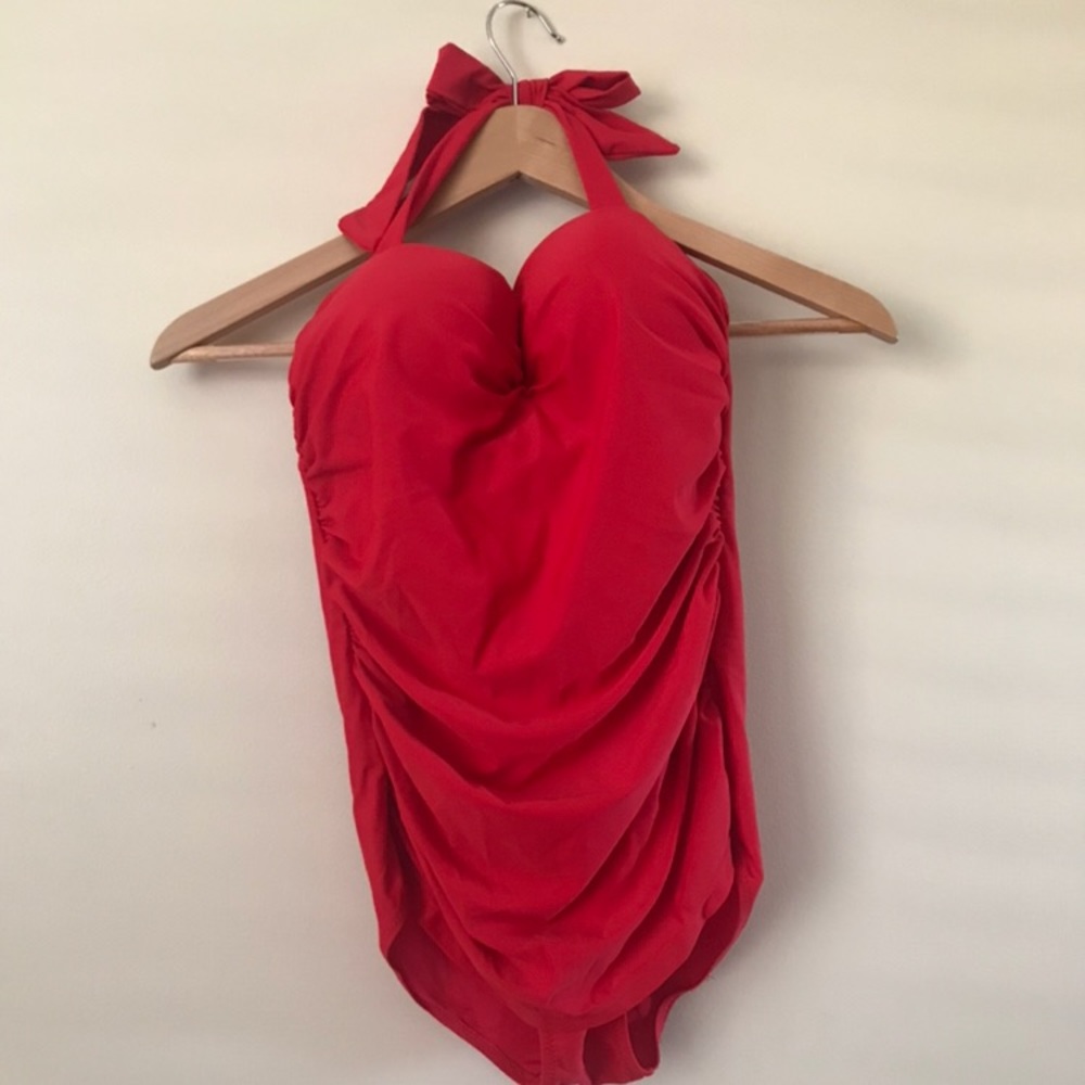 🎃 Vintage Style Pin Up Red Swimsuit